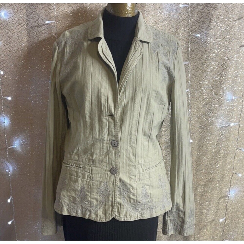 Johnny Was Embroidery Cotton Blazer Sz M
